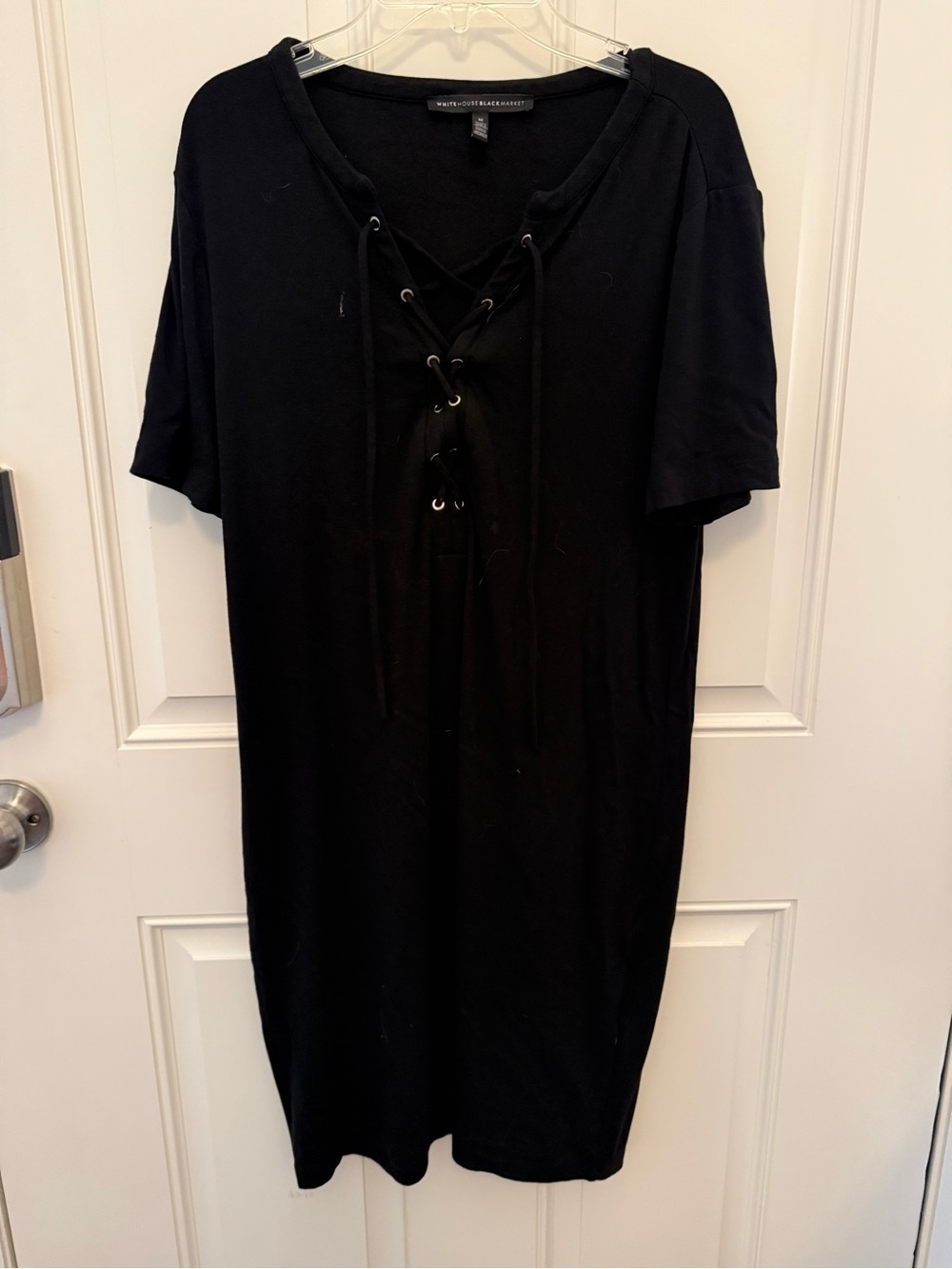 White House Black Market Black Lace-Up Midi Dress